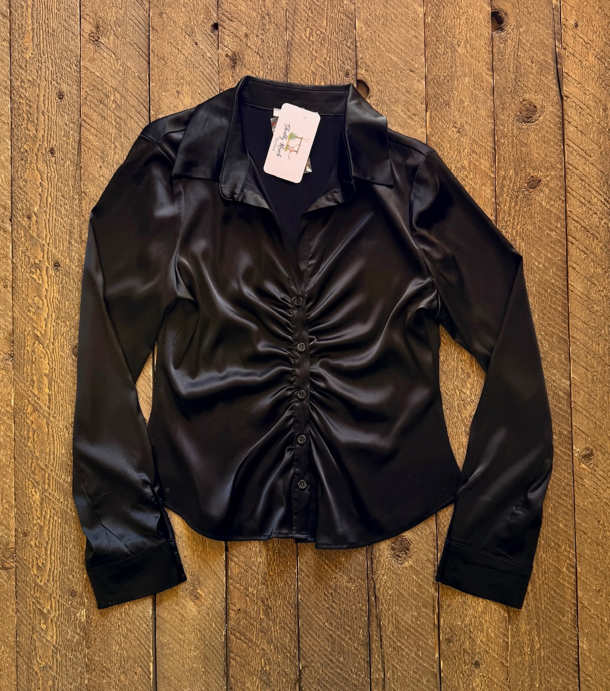 The Blaze Satin Ruched Blouse