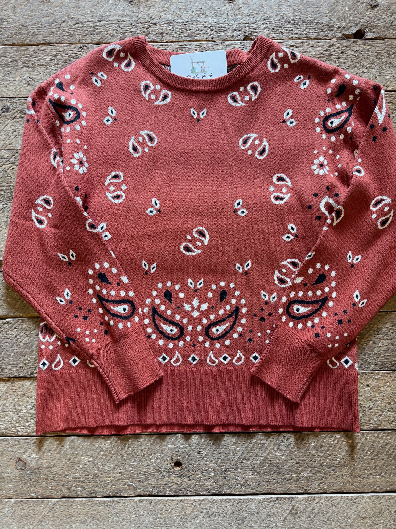 The Rust Paisley Sweater