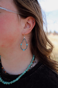 Navajo Pearl and Turquoise Bead Hoops