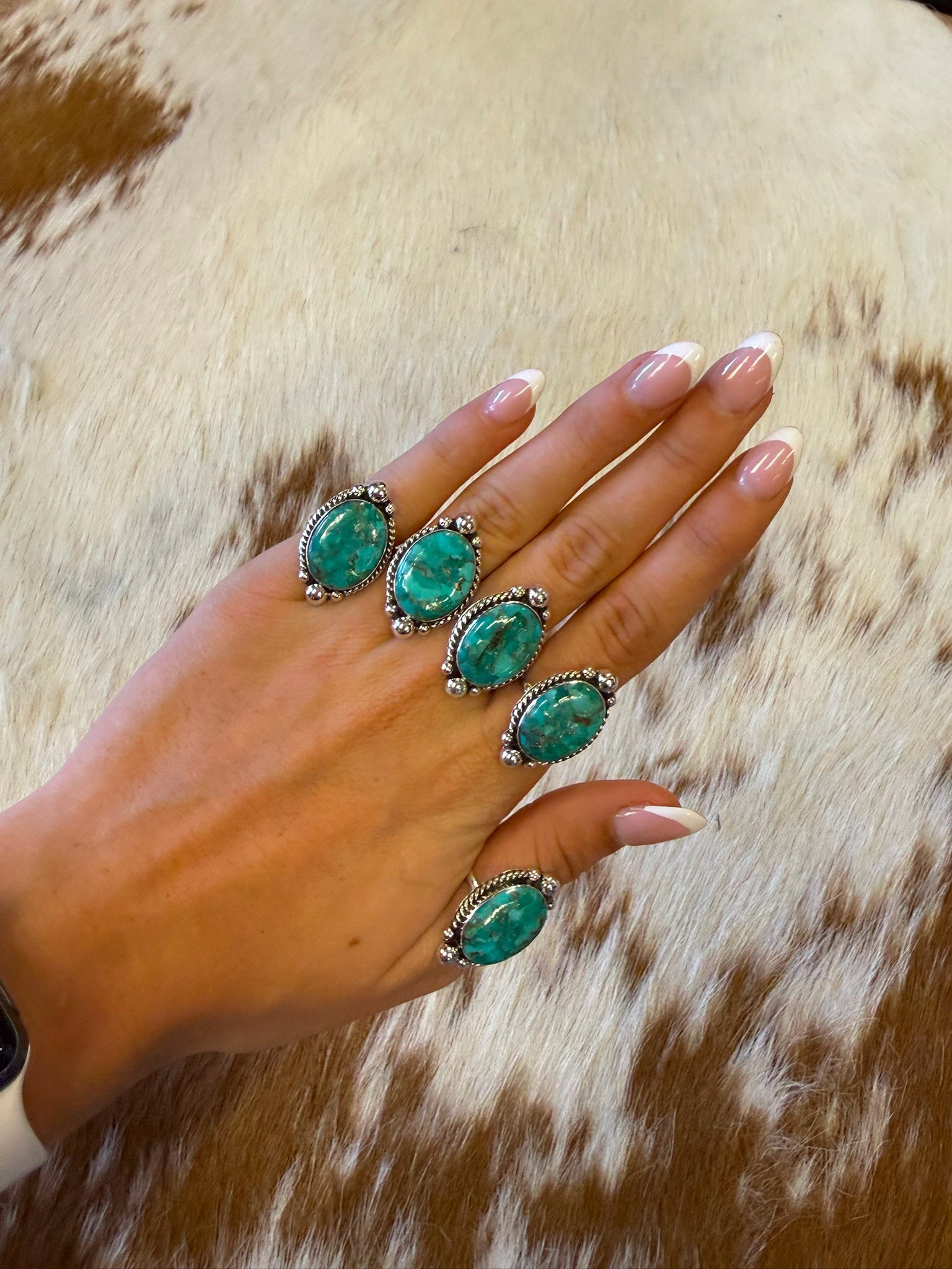 Turquoise Oval Adjustable Ring