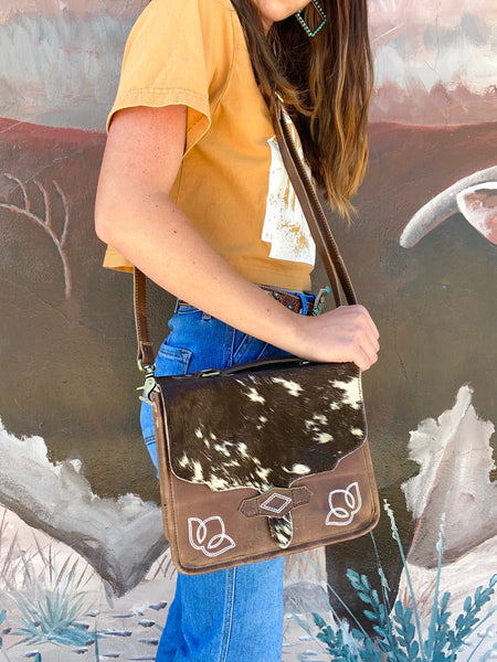 Brown Cowhide Bootstitch Crossbody – Shabby Ranch