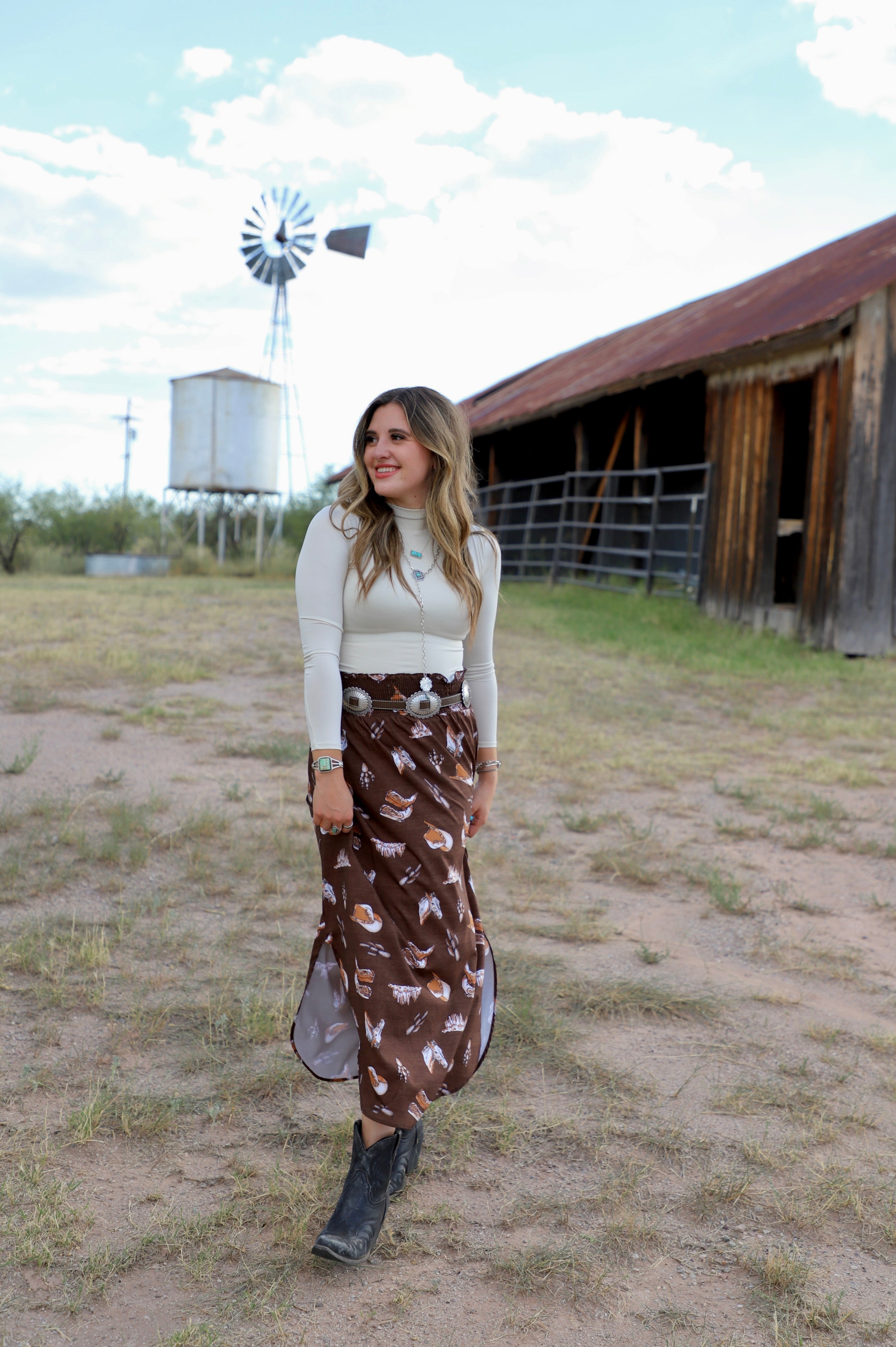 The Ella Western Print Skirt