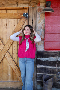 The Addie Cable Sweater - Hot Pink