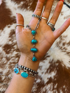 4-Stone Turquoise Chain Necklace- 22 Inches