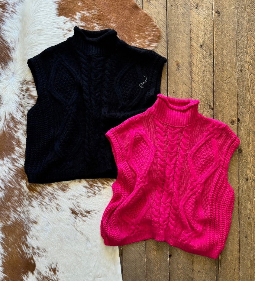 The Addie Cable Sweater - Hot Pink