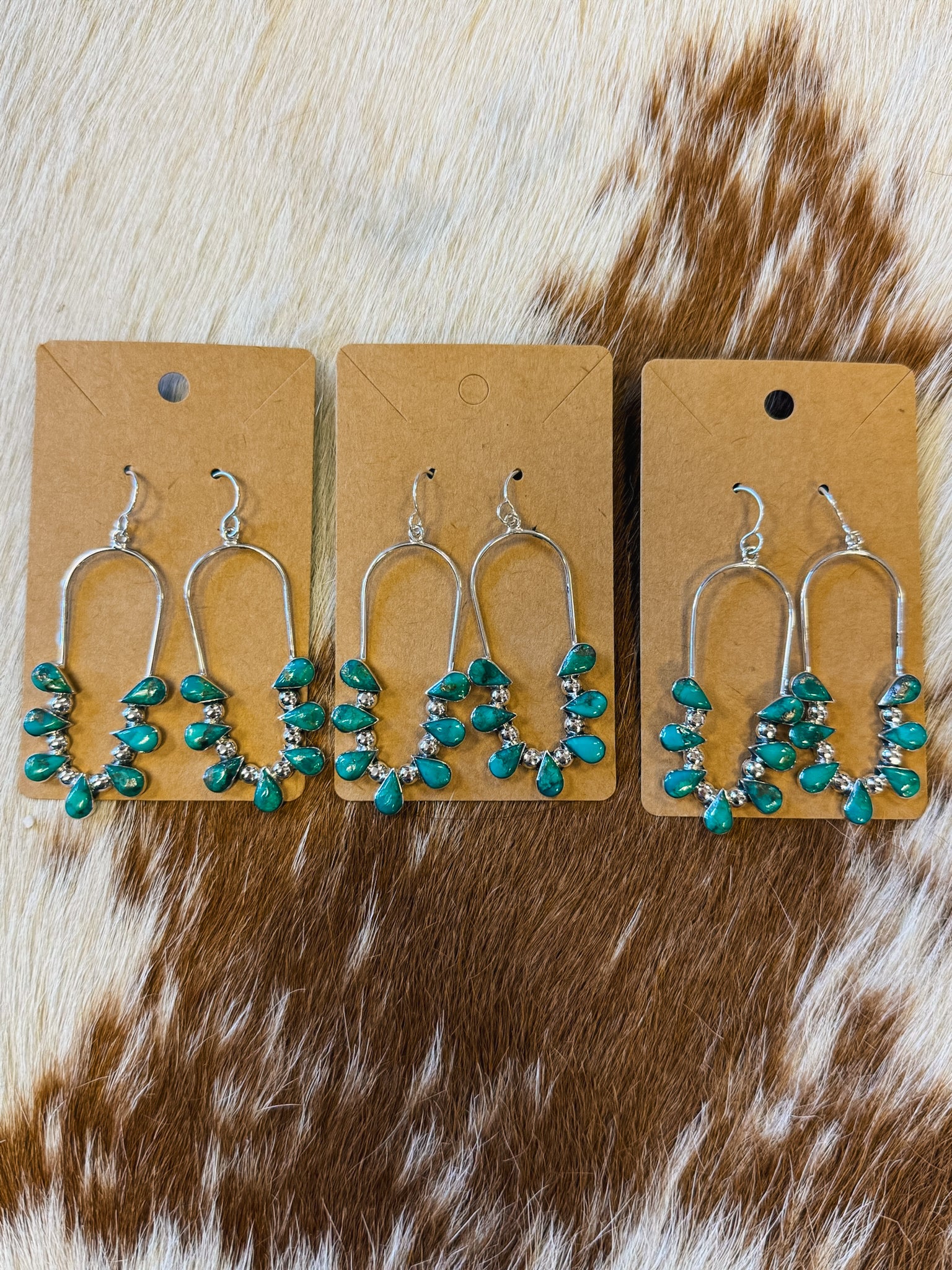 Turquoise 7-Stone Oval Hoops