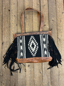 Dixie Tote-Black & White Aztec Rug