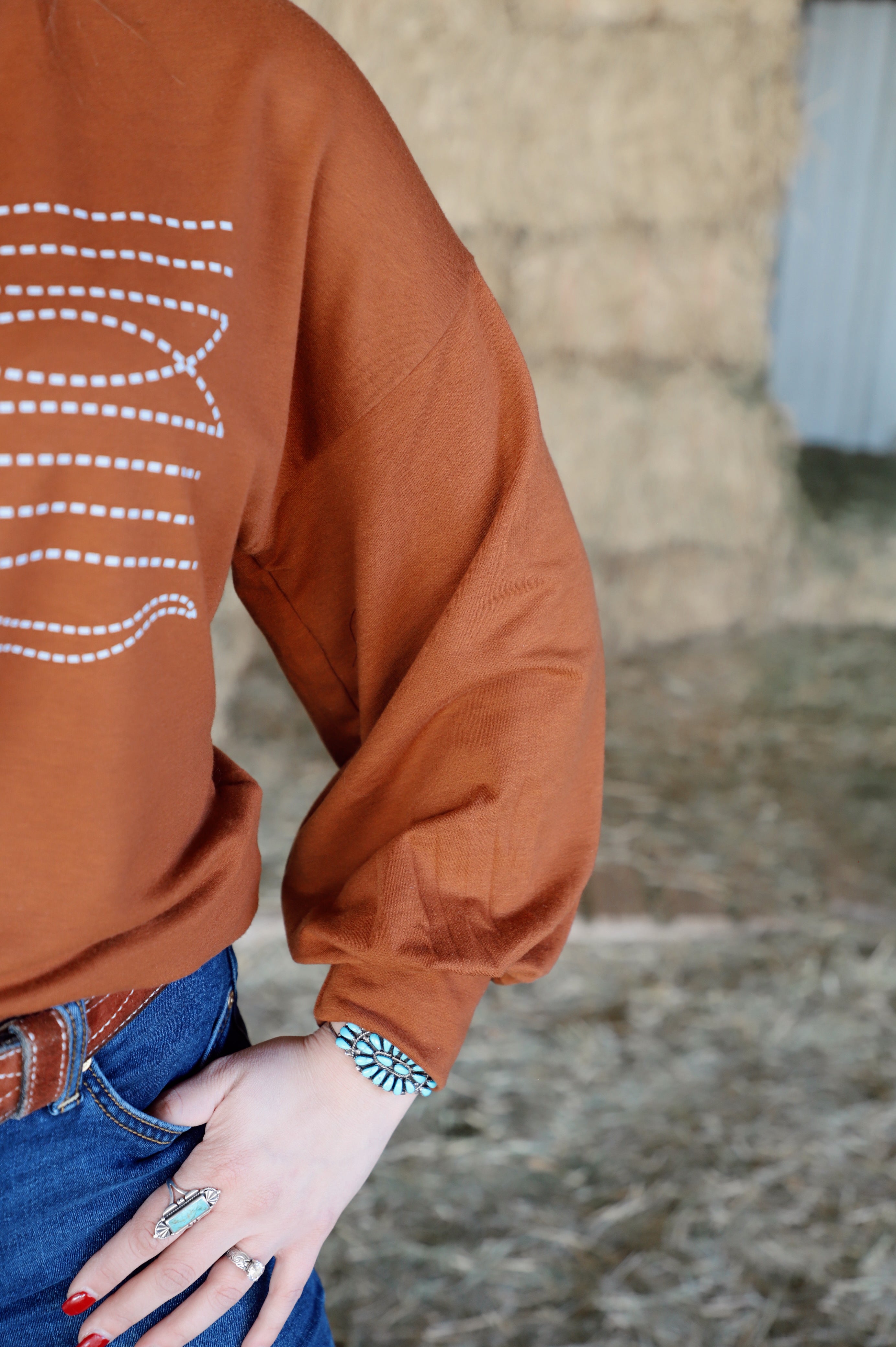 The Leddy Boot Stitch Longhorn Pullover