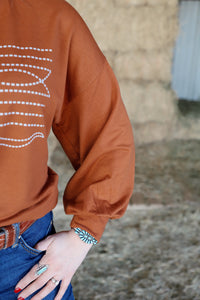 The Leddy Boot Stitch Longhorn Pullover