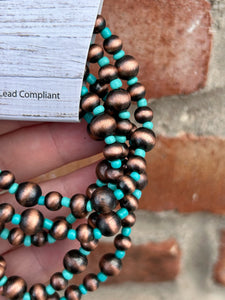 Copper and Turquoise Faux Navajo Pearl Bracelet Set