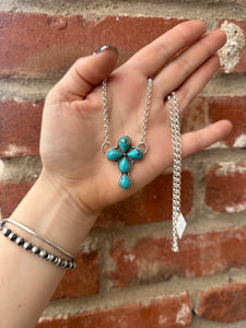 Kingman Turquoise Cross Necklace