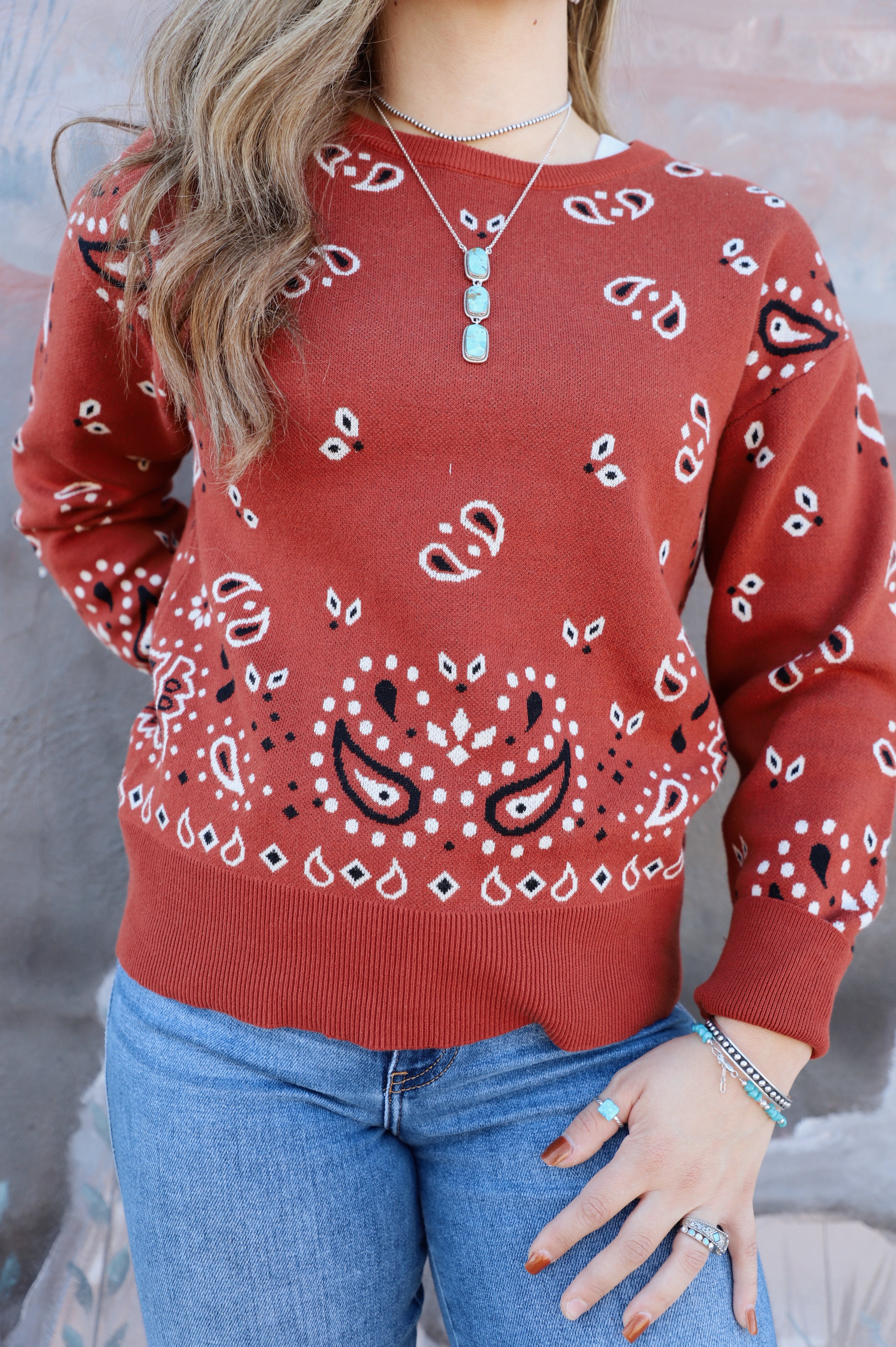 The Rust Paisley Sweater