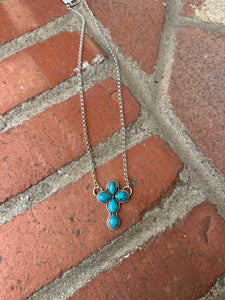 Kingman Turquoise Cross Necklace