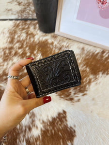 The Black Tooled Money Clip Wallet