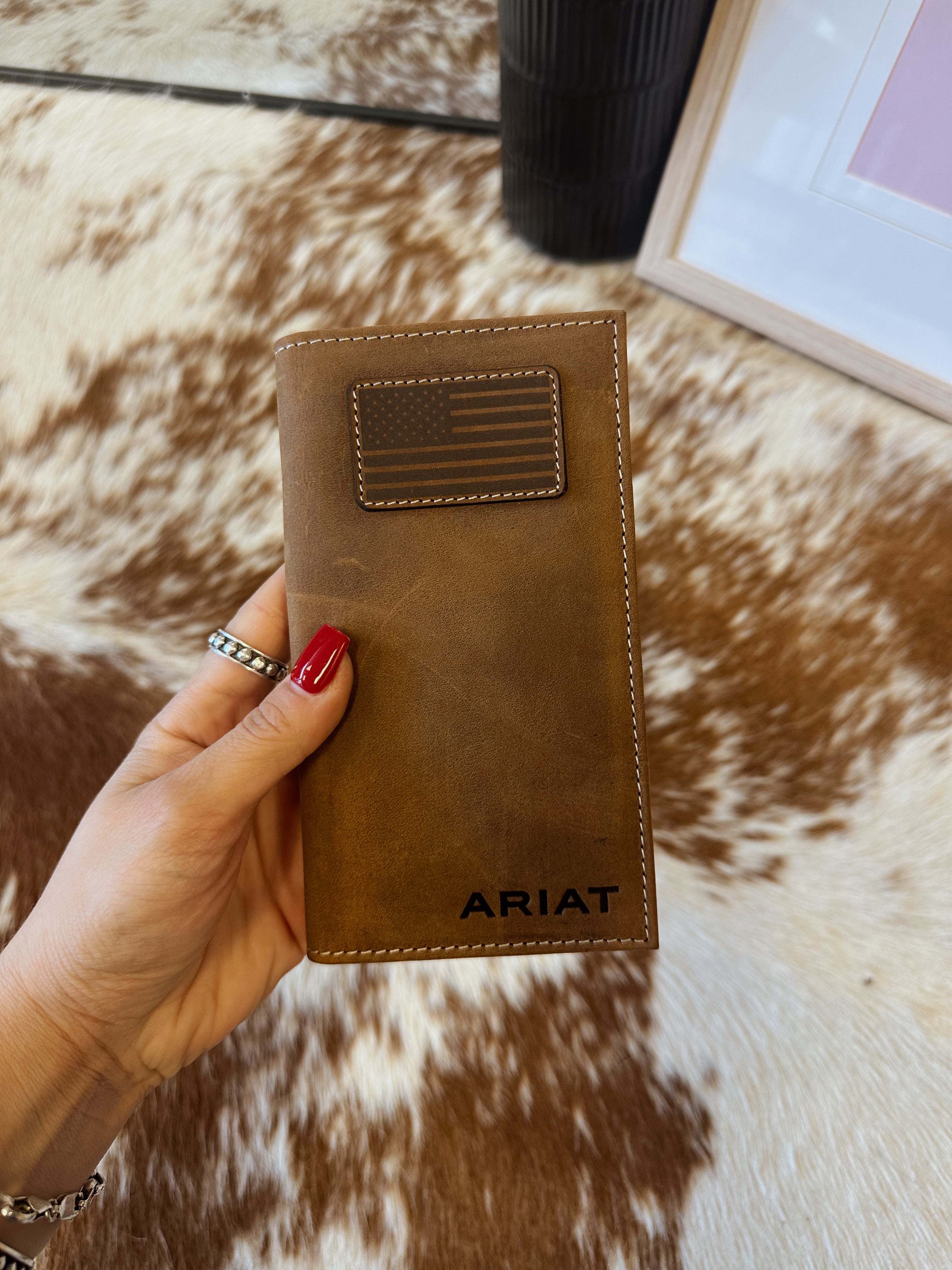 The Ariat American Flag Checkbook Wallet