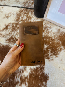 The Ariat American Flag Checkbook Wallet