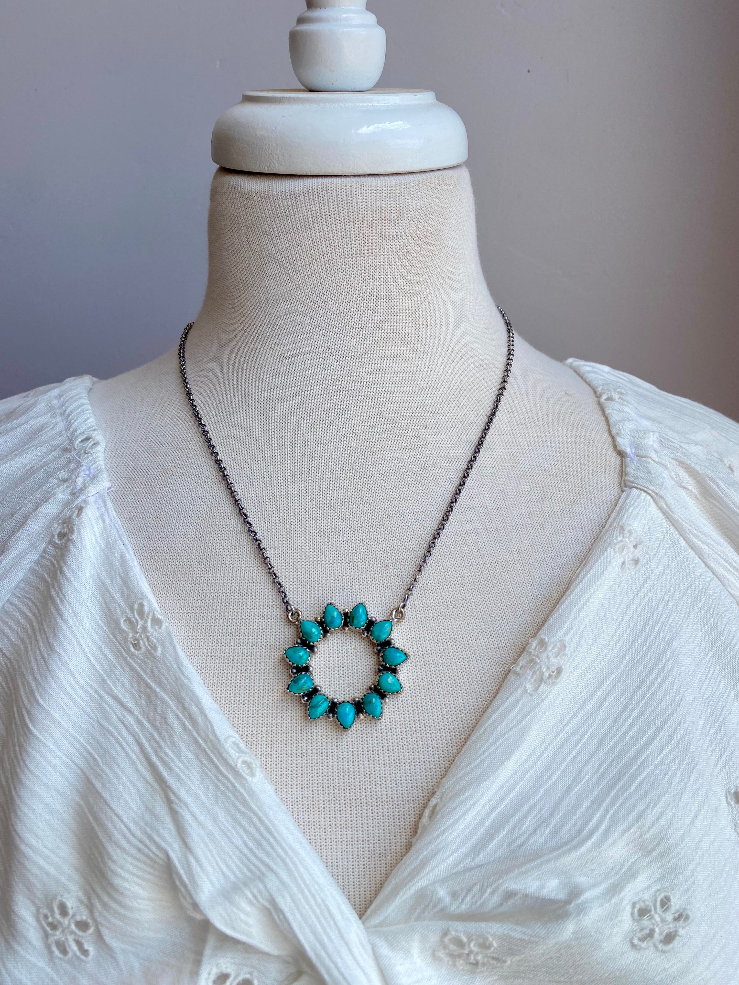 Kingman Turquoise & Sterling Eternity Necklace