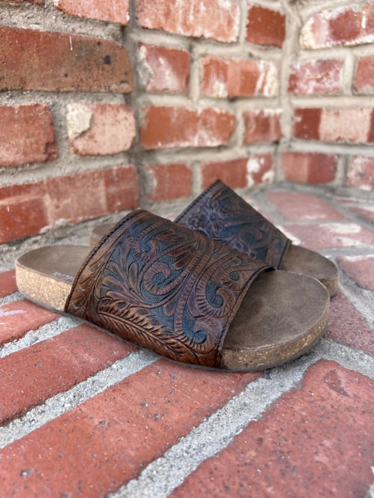 Roper-Women's Tooled Leather Slide