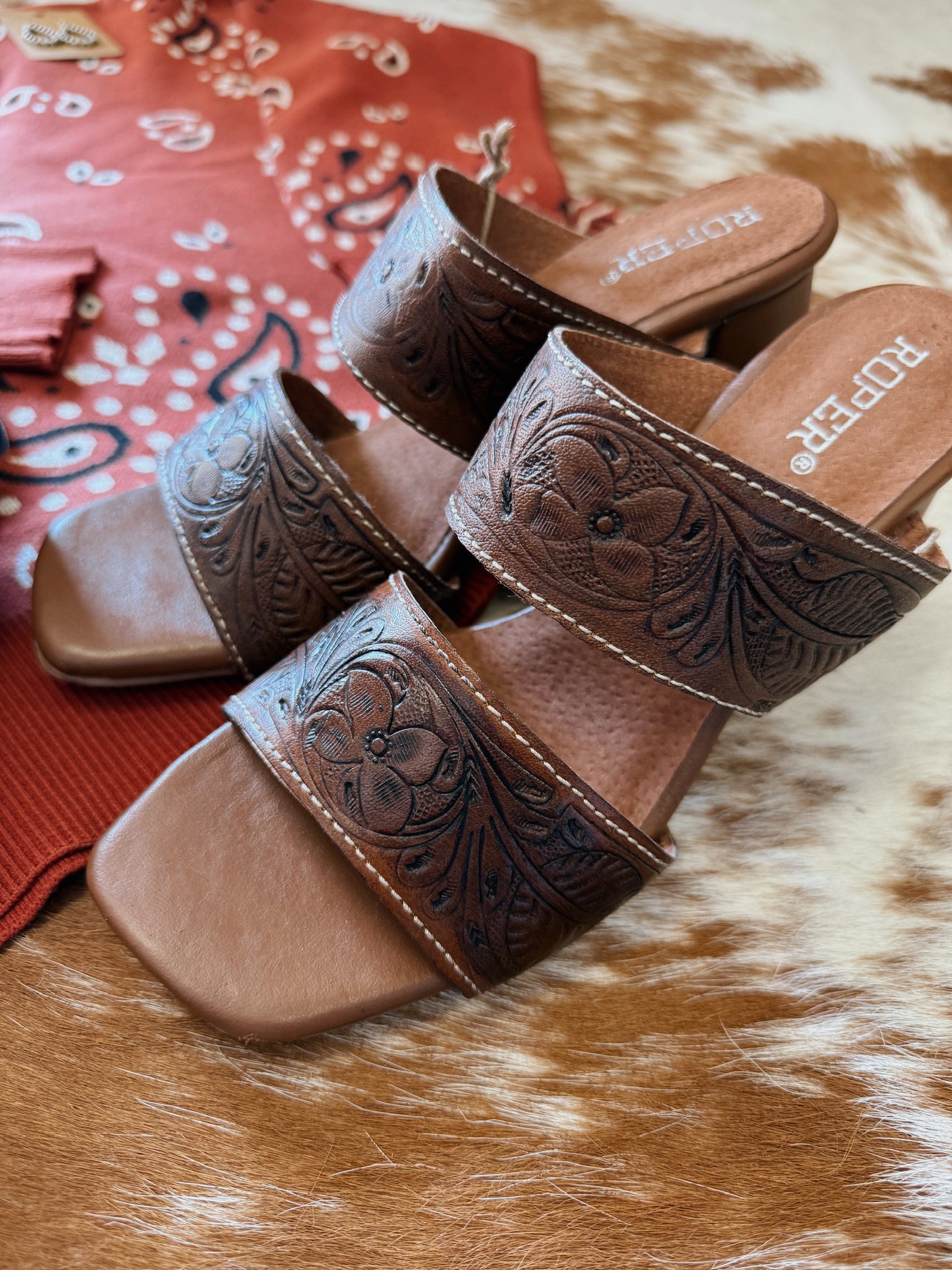 The Roper Tooled Leather Heel