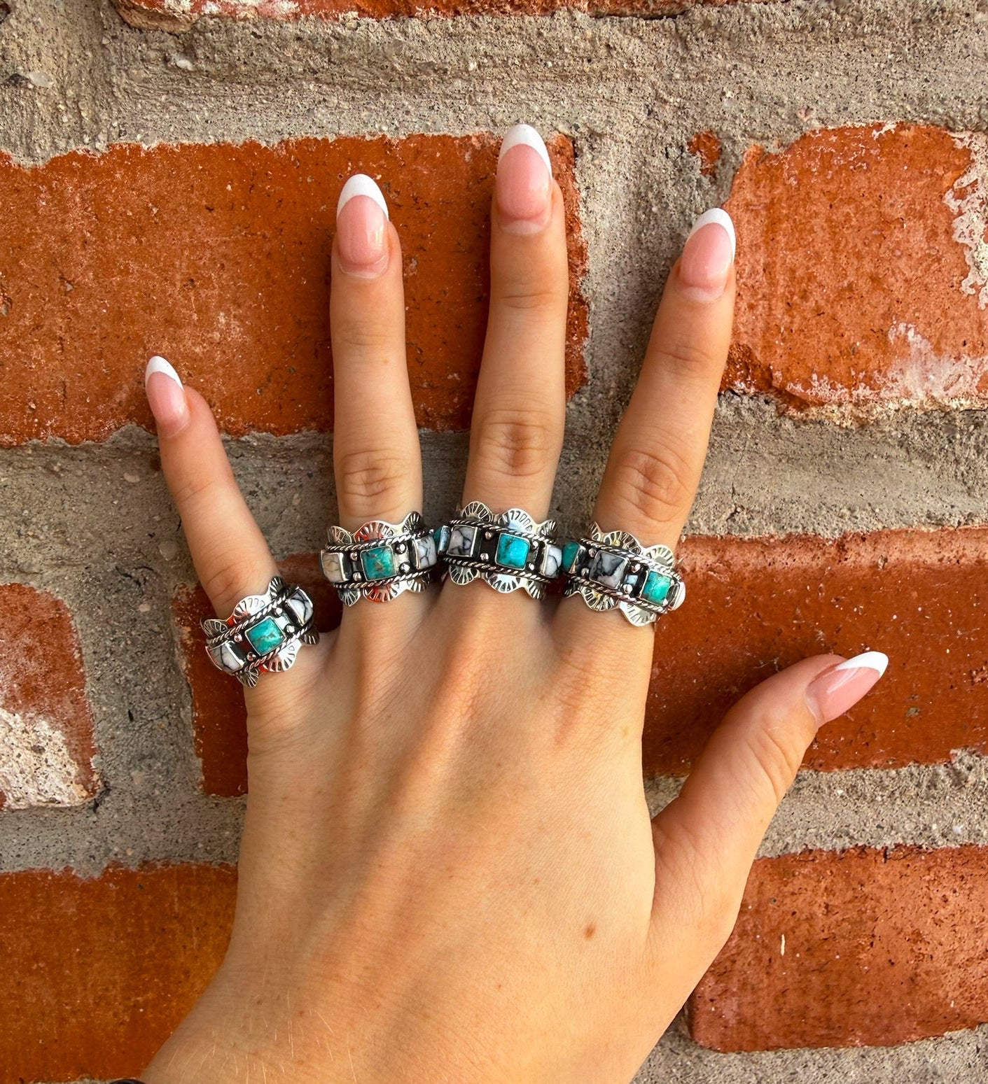 The Multi-Stone Stamped Square Ring