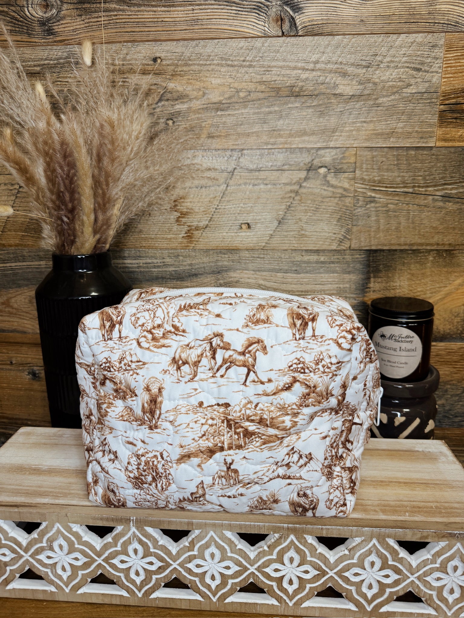 The Buffalo Toile Large Makeup bag- Ida Mae