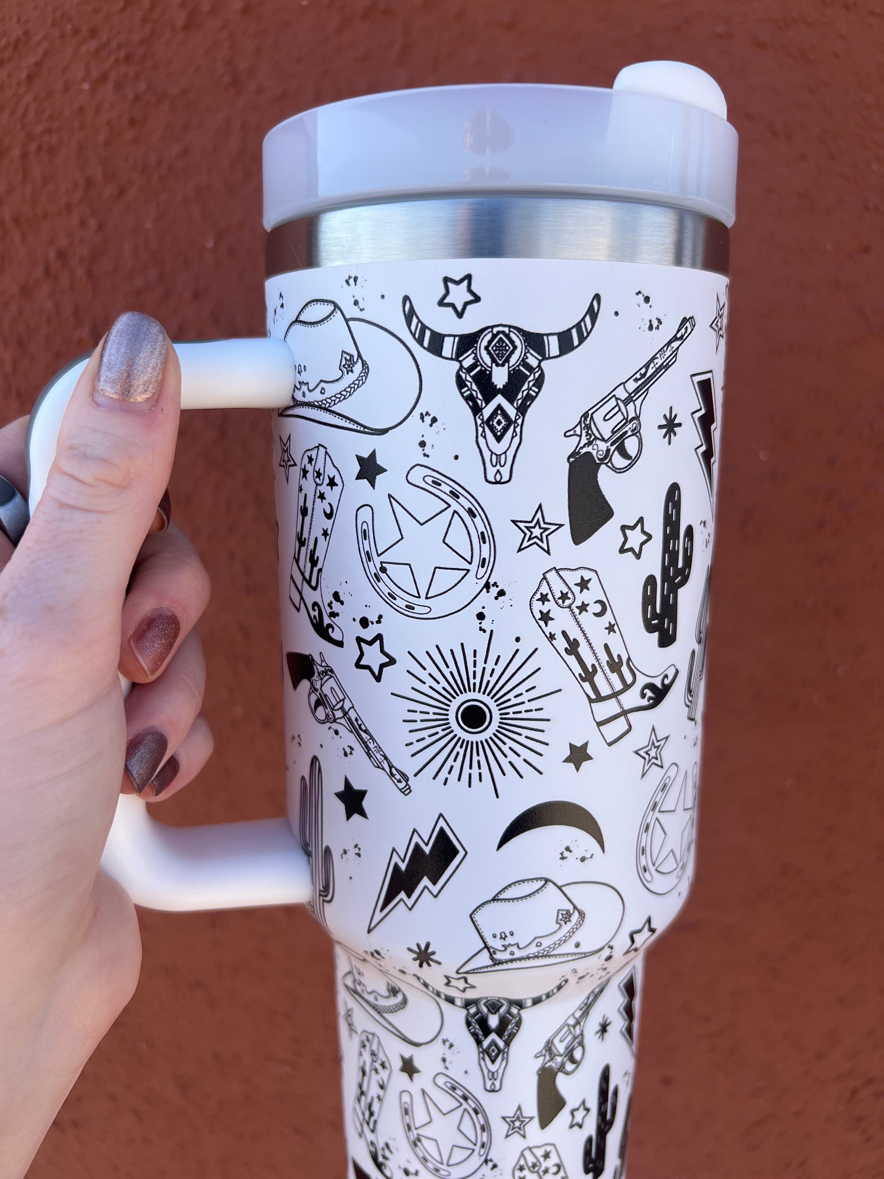 White Western Tumbler - 40oz