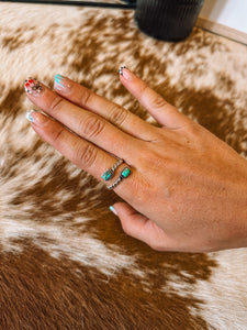 The Double Turquoise Rope Ring- Adjustable