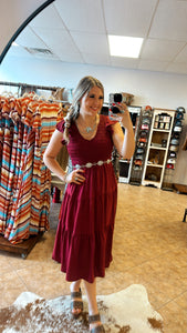 The Sienna Dress- Burgundy