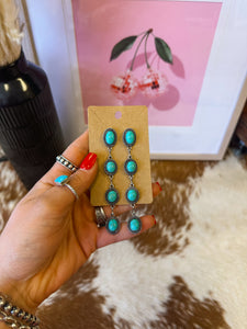 4-Stone Turquoise Stone Earrings