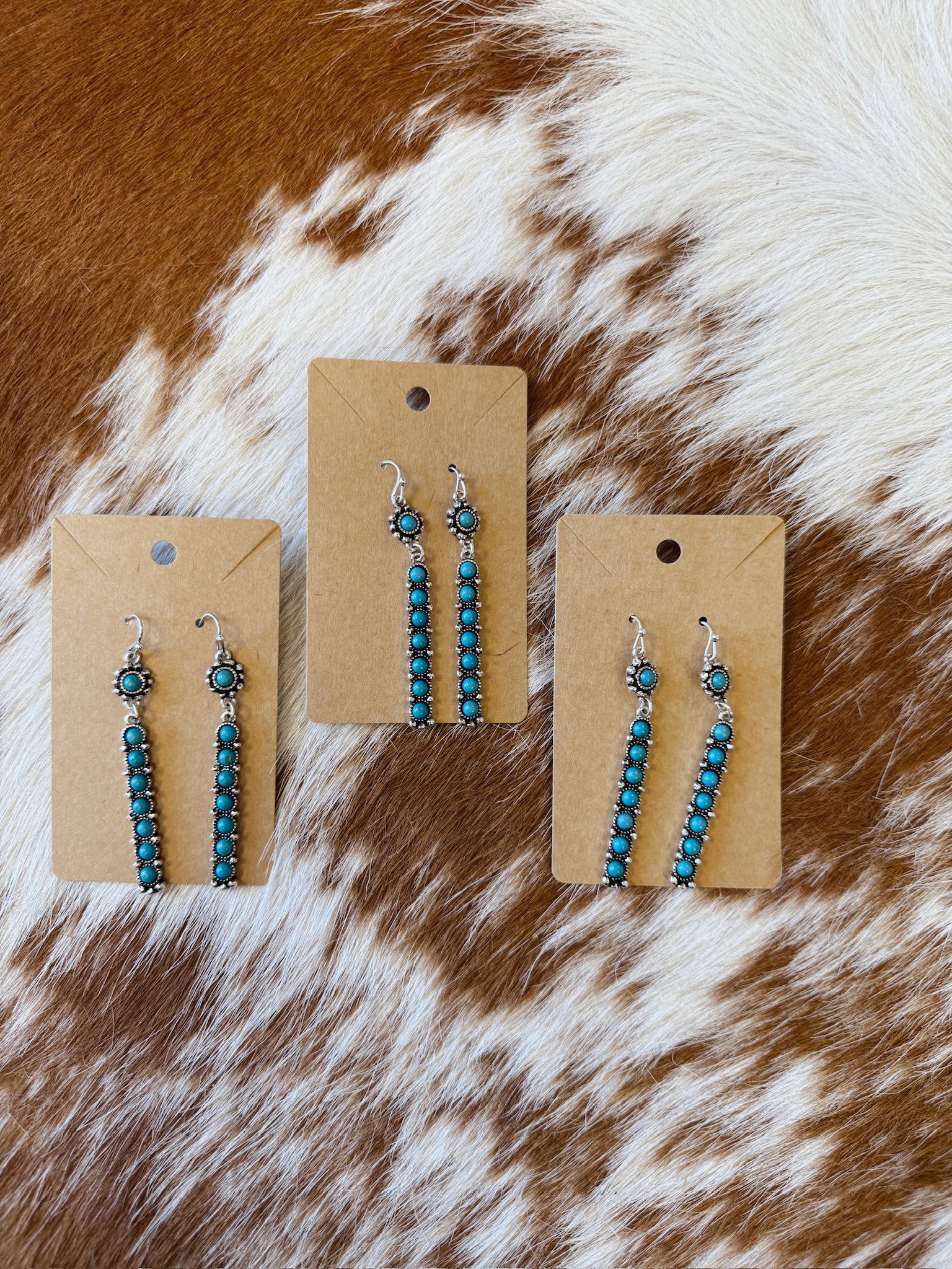 The Turquoise & Silver Bar Earrings