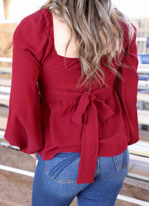 The Mallory Blouse- Burgundy