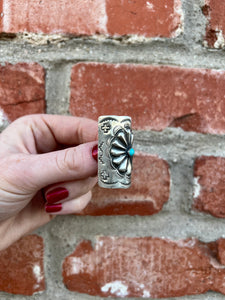 Navajo Stamped Sterling Silver & Turquoise Ponytail Clip