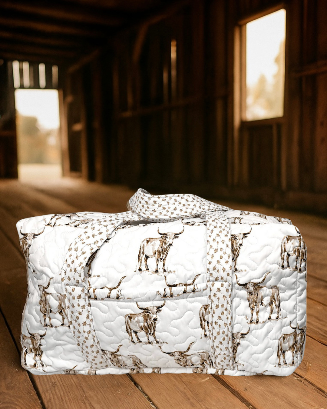 The Vintage Longhorn Quilted Duffle- Ida Mae