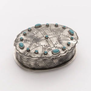 J. Alexander Stamped Oval Box w/ Turquoise