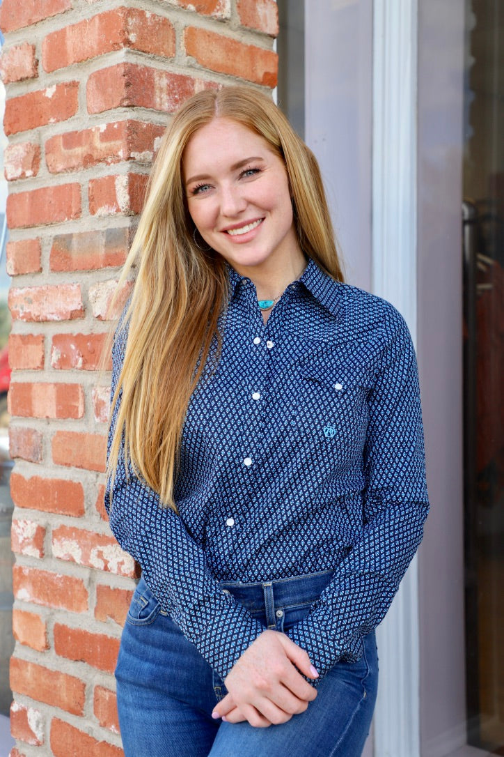 Women's Roper-Amarillo Long Sleeve Shirt-Navy