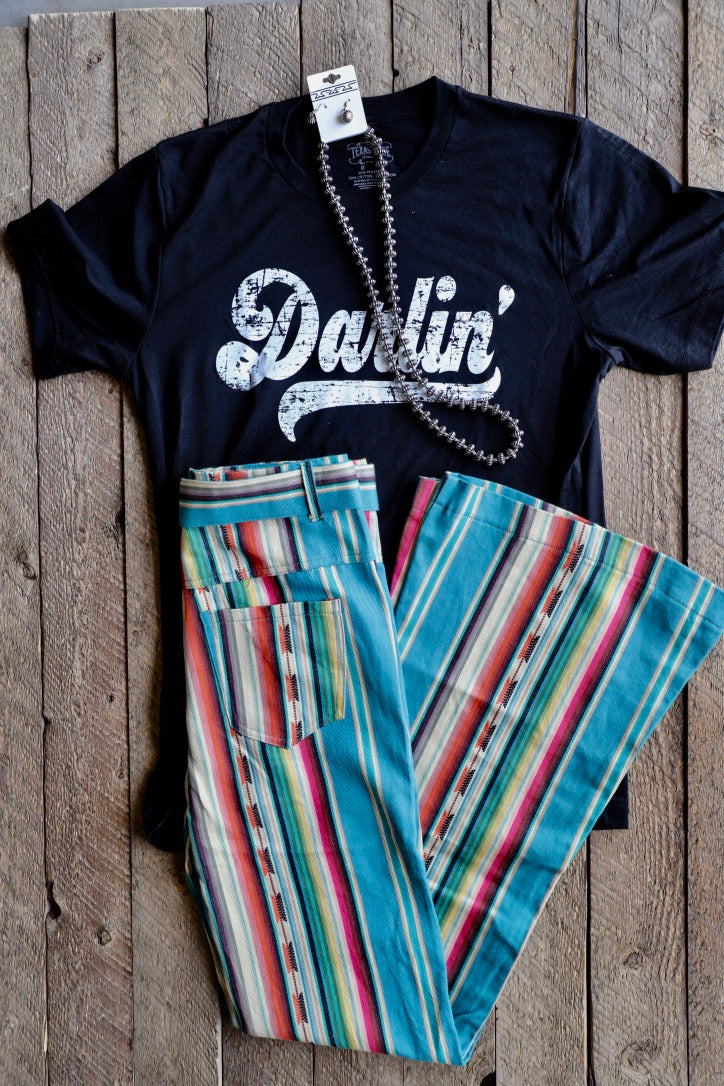 Teal Serape High Rise Pants