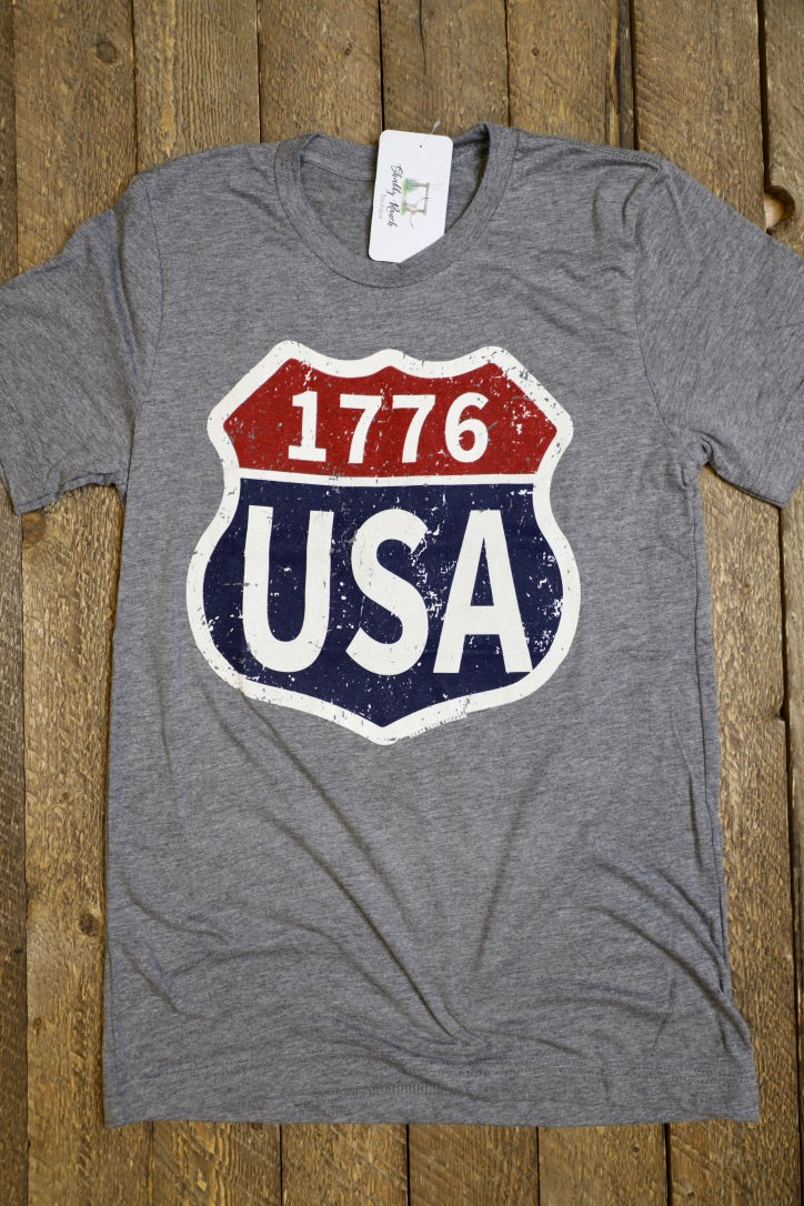 USA 1776 Tee-Grey