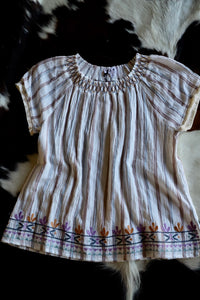 Embroidered Stripe Smocked Top