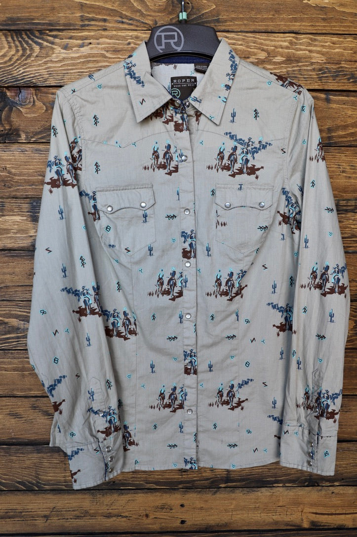 Roper-Women's Vintage Western Print Shirt