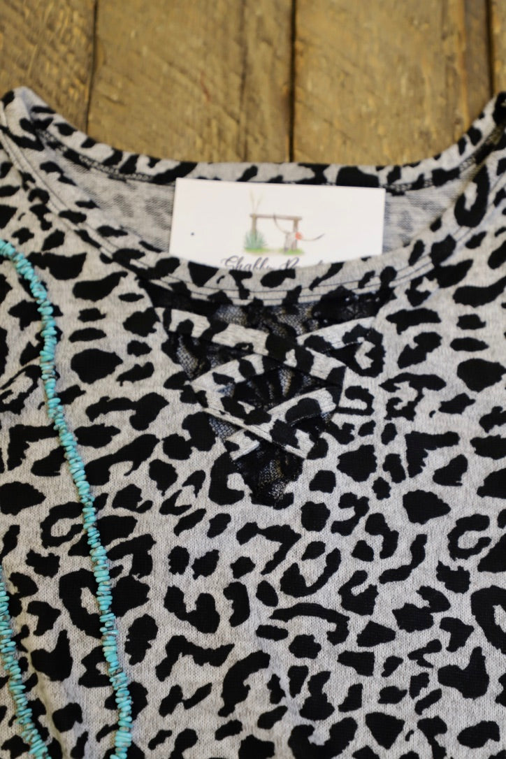 Grey Leopard Print Sweater