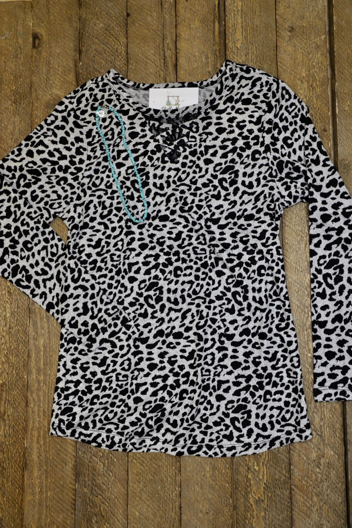 Grey Leopard Print Sweater