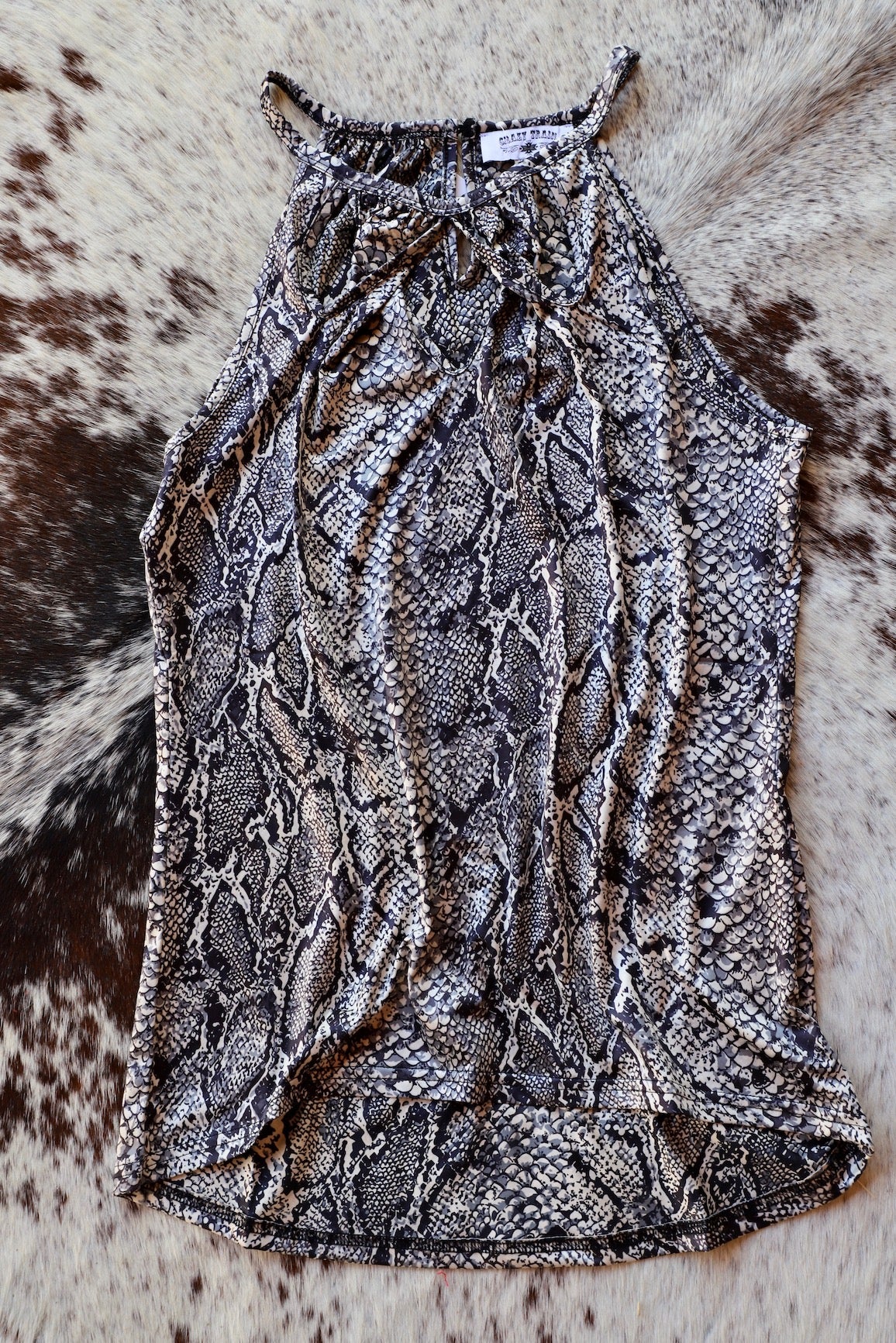 Snake Print Sleeveless Top Black & Gray
