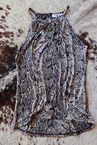 Snake Print Sleeveless Top Black & Gray