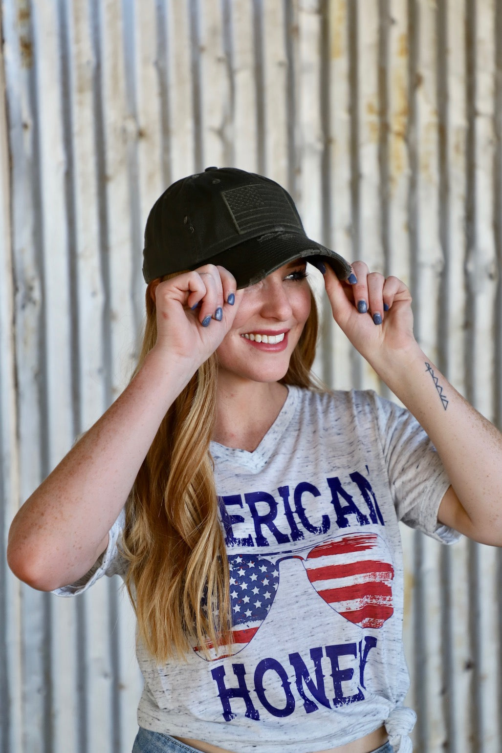 American Flag Hat - Olive