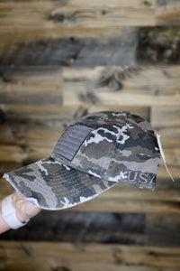 American Flag Cap-Black Camo