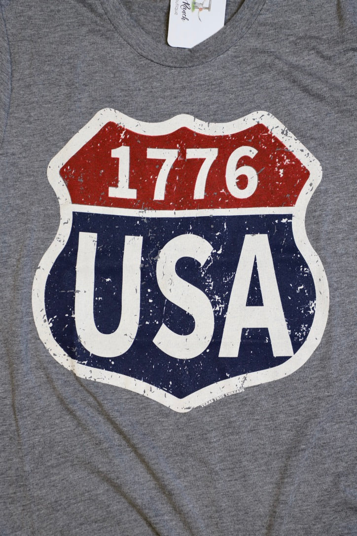 USA 1776 Tee-Grey