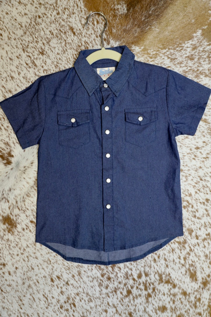 Short Sleeve Denim Shirt-Toddler Boys