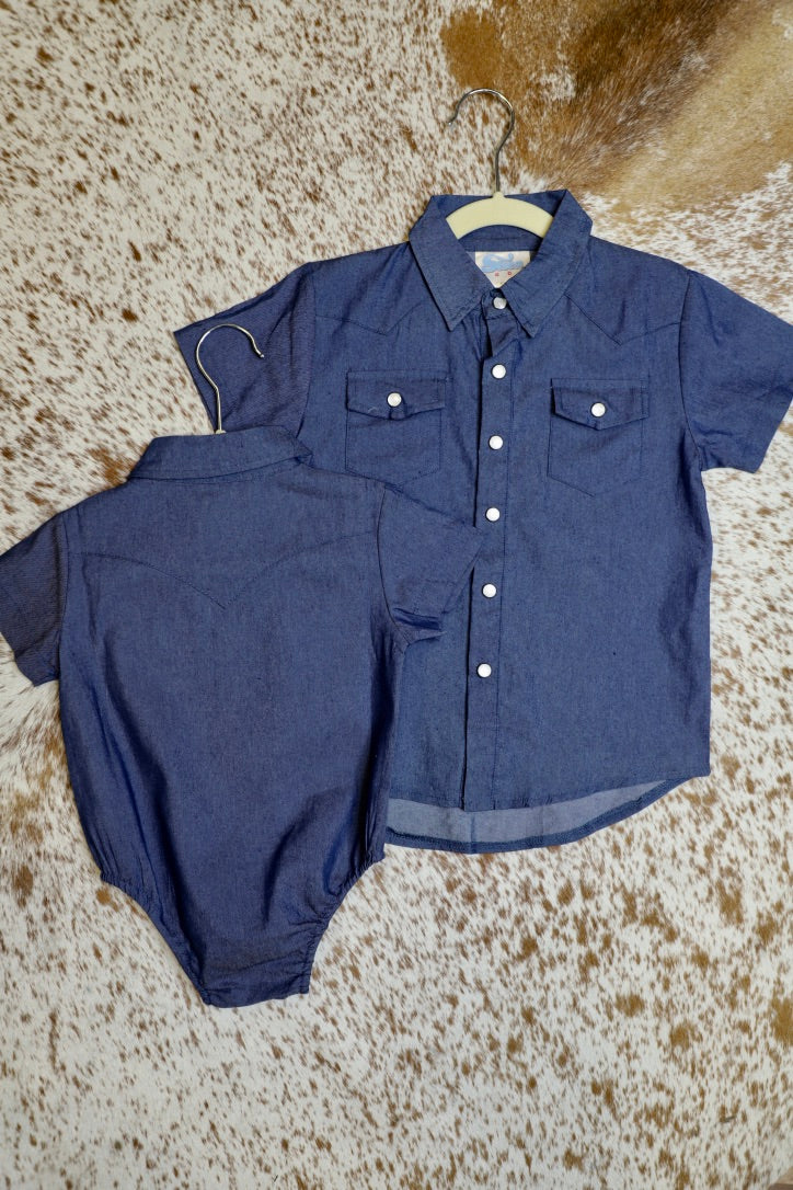 Short Sleeve Denim Shirt-Toddler Boys