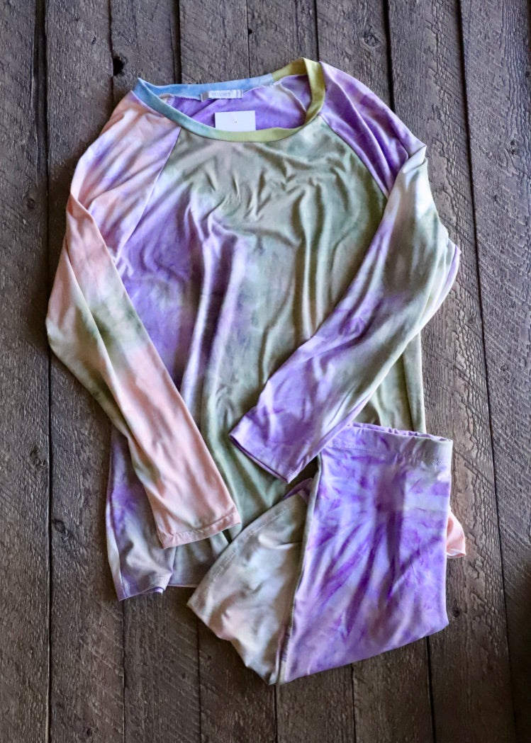 Tie Dye Lounger Set - Sage Combo