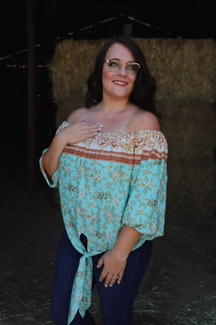 Off the Shoulder Top -Mint Mix